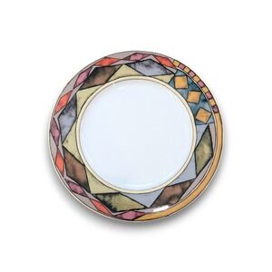Sasaki Palazzo Paula Zanger Round Serving Platter Chop Plate Geometric 12''